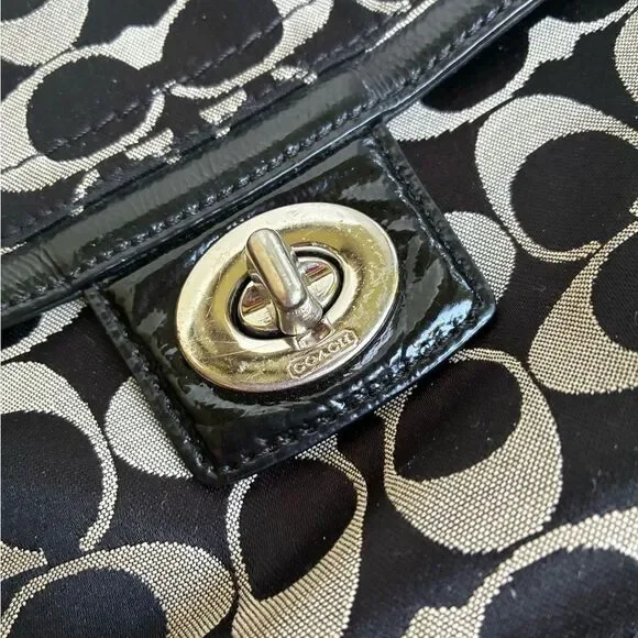 COACH black Penelope shoulder bag, Y2K canvas monogram logo purse F19232 casual - Picture 15 of 16